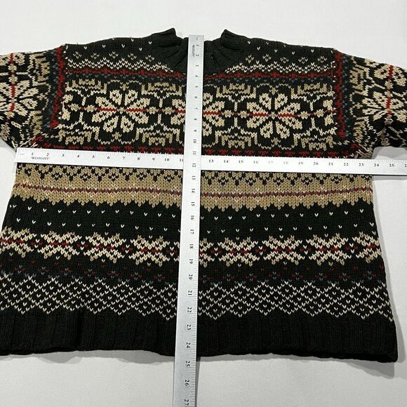 Vintage Abercrombie Fitch Sweater Men Wool Fair Isle Nordic Chunky Knit Sz Large - Picture 5 of 7